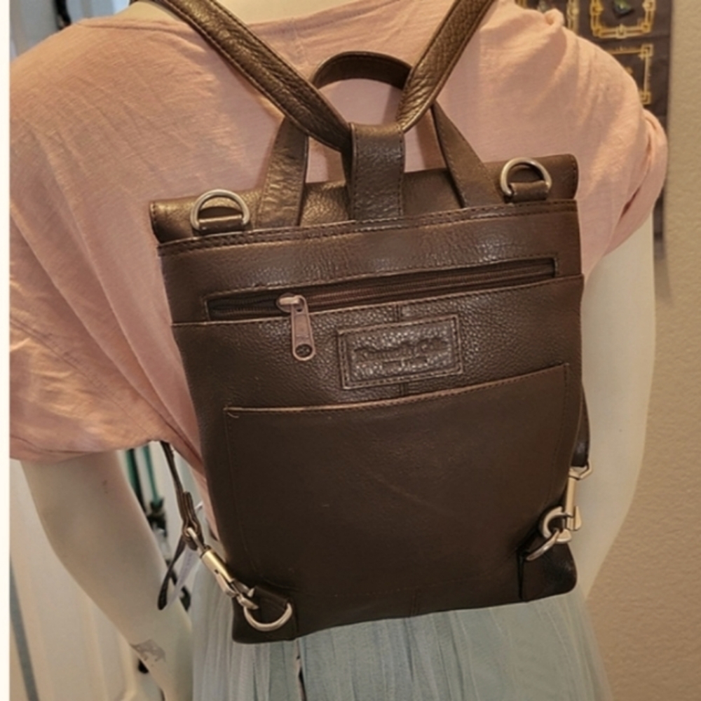 Kenneth Cole New York backpack Crossbody Brown Leather Bag Made In India